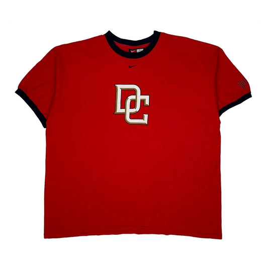 Dc Nike Graphic Ringer T-Shirt - 2XL Red Cotton