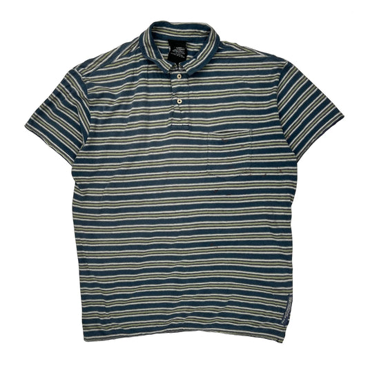 Ralph Lauren Striped Polo Shirt - Large Green Cotton