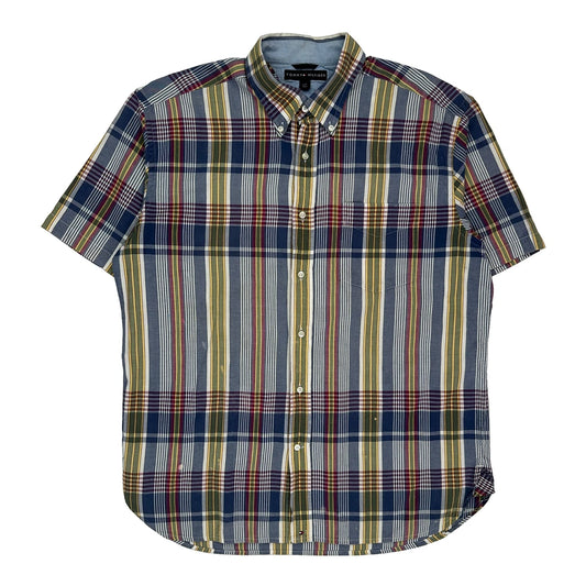 Vintage Tommy Hilfiger Checked Short Sleeve Shirt - Large Multicoloured Cotton