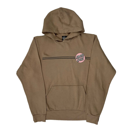 Vintage Santa Cruz Graphic Hoodie - Large Brown Cotton Blend
