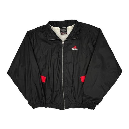 Adidas Spellout Windbreaker - Large Black Cotton Blend