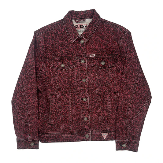 Guess Denim Jacket - Small Burgundy Cotton