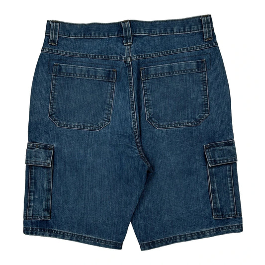 Wrangler Cargo Shorts - 32W 10L Blue Cotton Blend