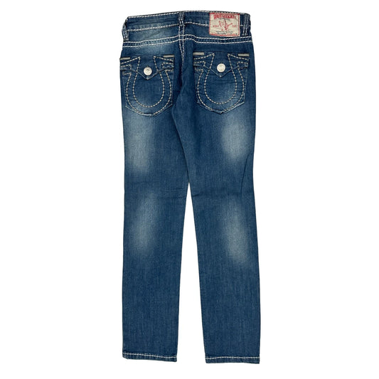True Religion Contrast Stitch Jeans - 28W UK 6 Blue Cotton