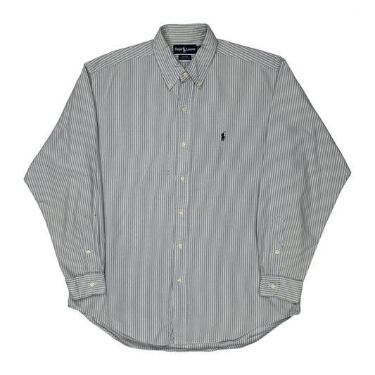 Blake Ralph Lauren Striped Shirt - Large White Cotton