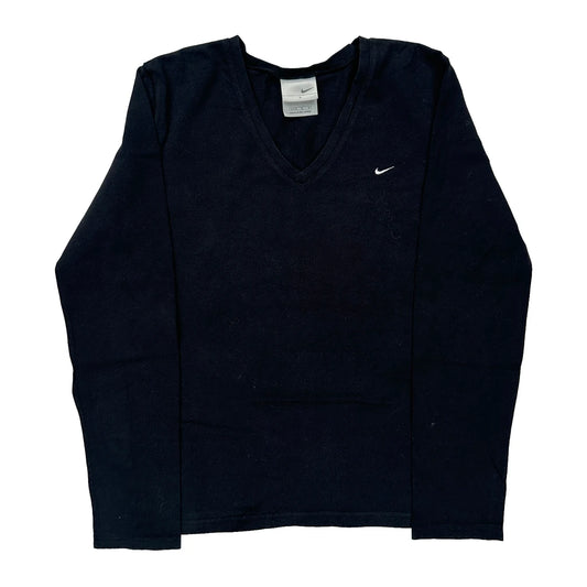 Nike Long Sleeve T-Shirt - Large Black Cotton