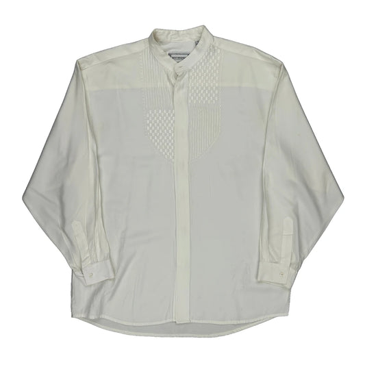 Next Collarless Shirt - Large White Viscose