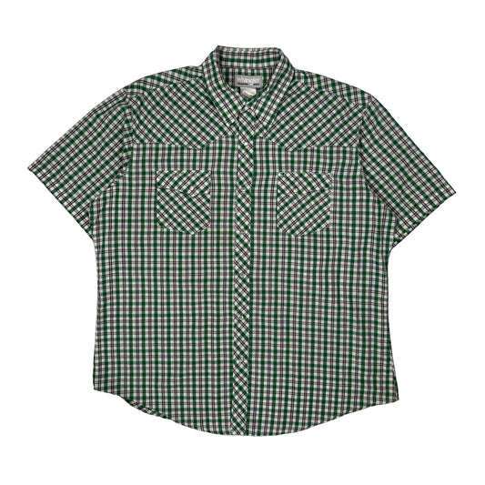 Wrangler Checked Short Sleeve Shirt - XL Green Cotton Blend