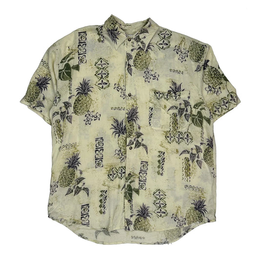 Solutions Floral Hawaiian Shirt - Large Cream Viscose