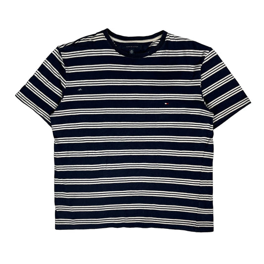 Vintage Tommy Hilfiger Striped T-Shirt - Large Navy Cotton