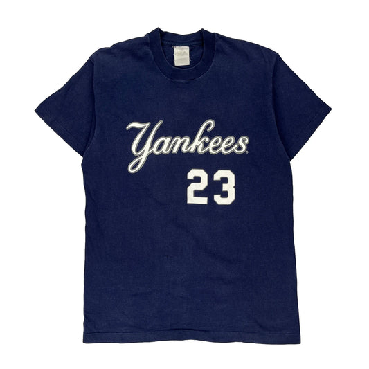 New York Yankees Majestic Single Stitch T-Shirt - Large Navy Cotton