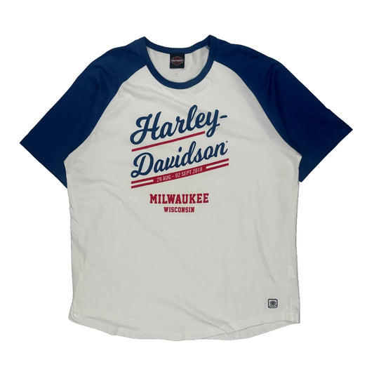 Milwaukee Wisconsin Harley Davidson T-Shirt - 2XL Blue Cotton