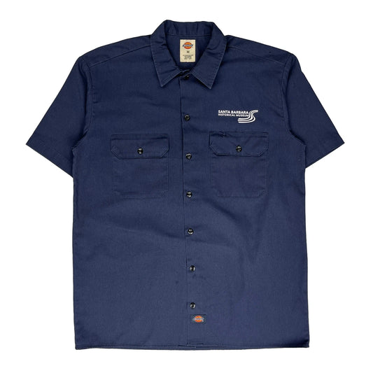 Dickies Graphic Short Sleeve Shirt - Medium Navy Polyester Blend