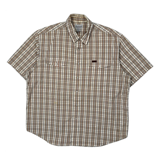 Carhartt Checked Short Sleeve Shirt - XL Brown Cotton