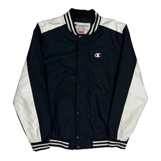 Supreme Collaboration Champion Spellout Varsity Jacket - Medium Black Polyester