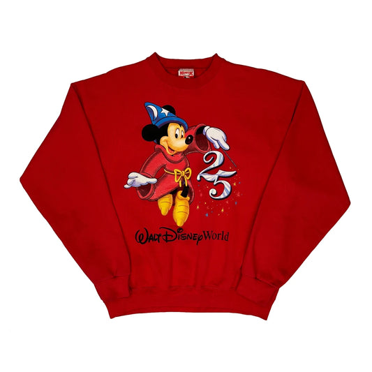 Vintage Walt Disney World 25Th Anniversary Mickey Inc Graphic Sweatshirt - Large Red Cotton