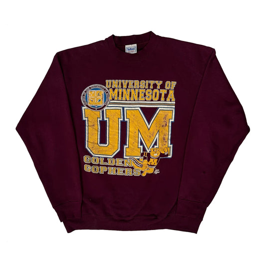University Of Minnesota Tultex College Sweatshirt - Large Burgundy Cotton Blend