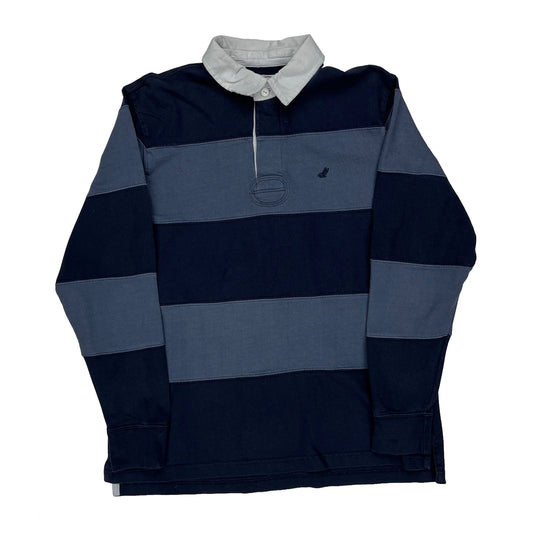 Urban Pipeline Striped Rugby Shirt - Large Blue Cotton