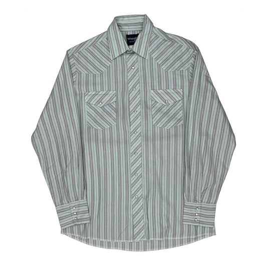 Tall Wrangler Striped Shirt - Large Blue Cotton Blend