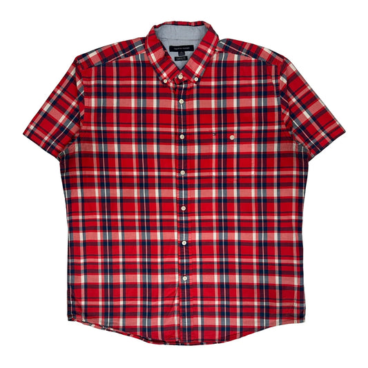 Tommy Hilfiger Checked Short Sleeve Shirt - XL Red Cotton
