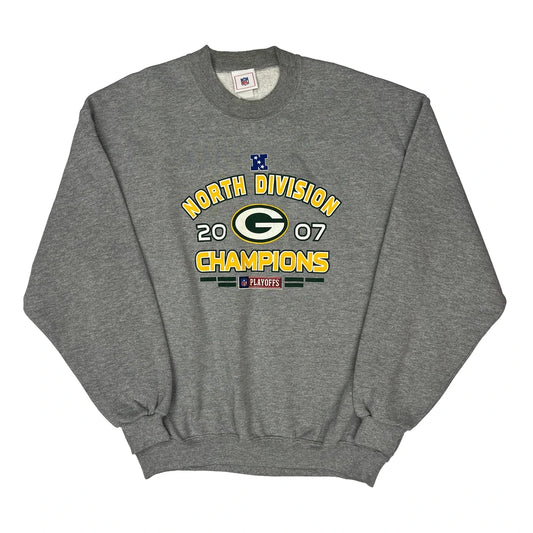 Green Bay Packers Nfl Football Sweatshirt - Large Grey Cotton