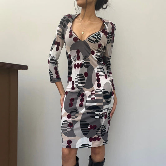 Patrizia Pepe Midi Dress - Small Grey Viscose
