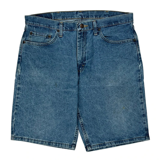 Relaxed Fit Wrangler Denim Shorts - 34W 10L Blue Cotton