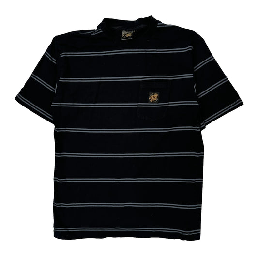 Santa Cruz Striped T-Shirt - Large Black Cotton