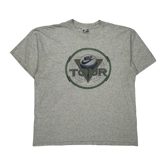 Nike Graphic T-Shirt - Large Grey Cotton