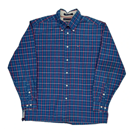 Tommy Hilfiger Checked Shirt - Medium Blue Cotton