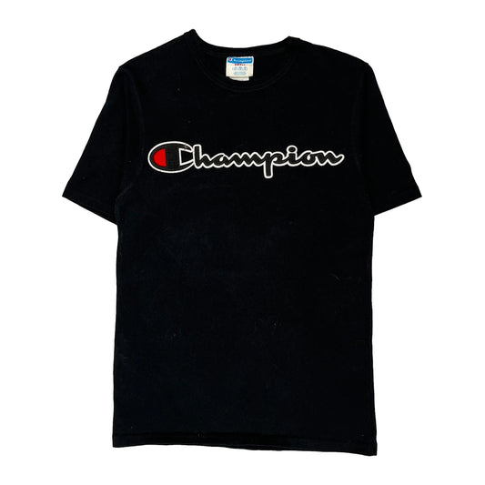Champion Spellout T-Shirt - Small Black Cotton