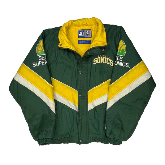 Seattle Supersonics Starter Nba Varsity Jacket - Large Green Nylon