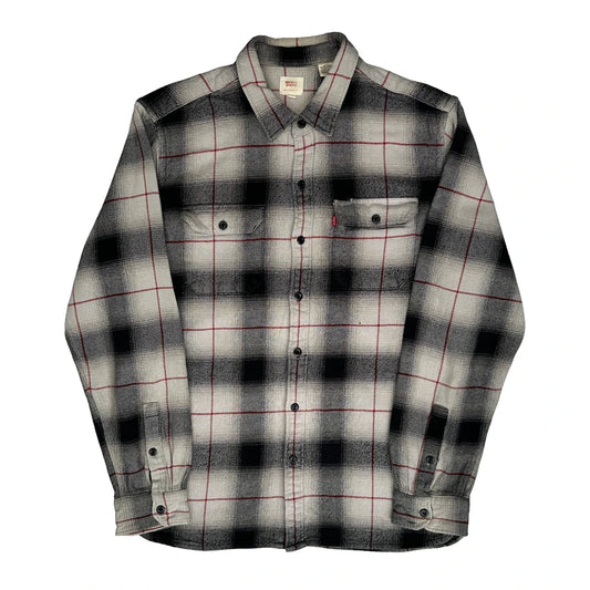Levis Checked Flannel Shirt - Large Black & White Cotton