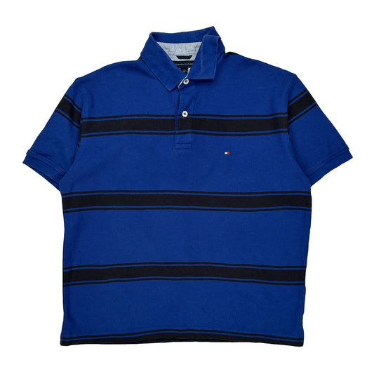 Tommy Hilfiger Striped Polo Shirt - Large Black Cotton