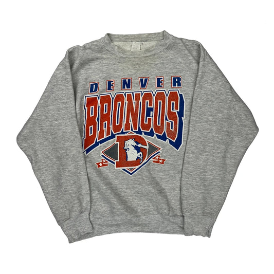 Denver Broncos Nfl Football Sweatshirt - Large Grey Cotton Blend