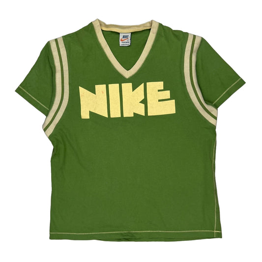 Nike Spellout T-Shirt - Large Green Cotton