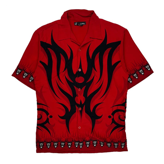 No Boundaries Graphic Hawaiian Shirt - Small Red Polyester
