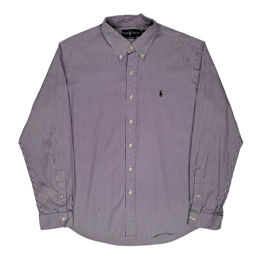 Custom Fit Ralph Lauren Striped Shirt - XL Purple Cotton
