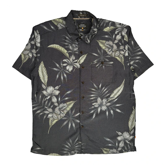 Quiksilver Floral Hawaiian Shirt - Medium Grey Polyester Blend