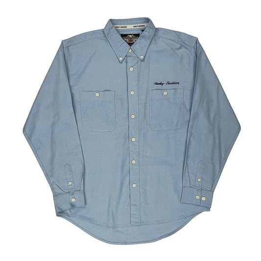 Harley Davidson Shirt - Large Blue Cotton Blend