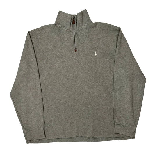 Vintage Polo By Ralph Lauren 1/4 Zip - Large Grey Cotton