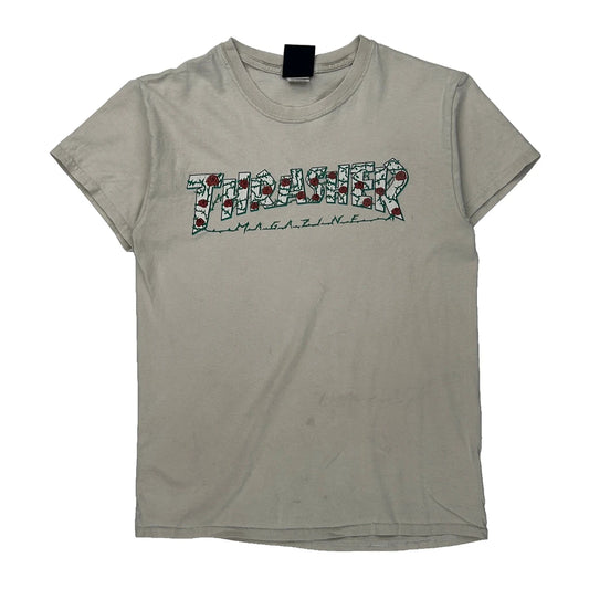 Thrasher Graphic T-Shirt - Small Beige Cotton