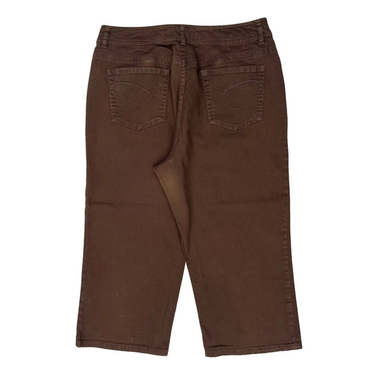 Chicos Design Capri Trousers - 33W UK 14 Brown Cotton