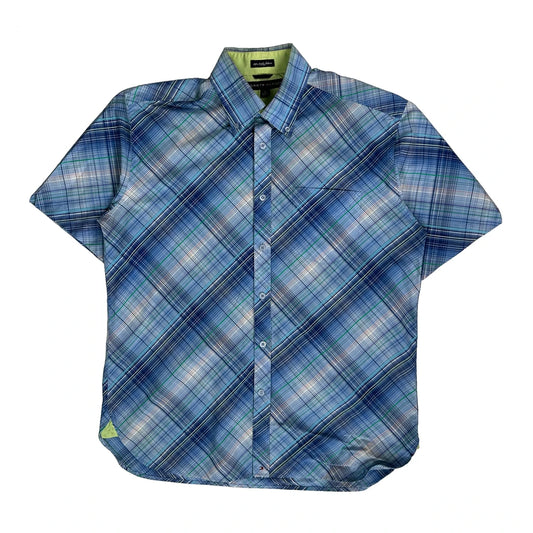 Tommy Hilfiger Checked Short Sleeve Shirt - Medium Blue Cotton