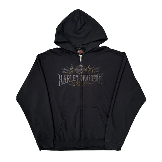 High Country Harley Davidson Full Zip Graphic Hoodie - 2XL Black Cotton