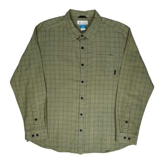 Columbia Checked Shirt - XL Green Polyester Blend