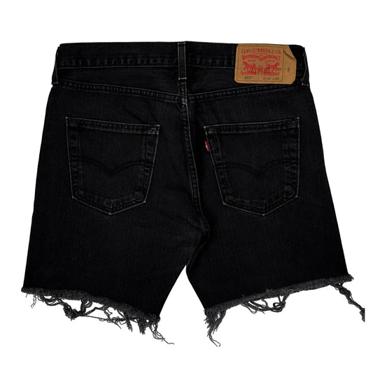 Levis Cut Off Denim Shorts - 32W 10L Black Cotton