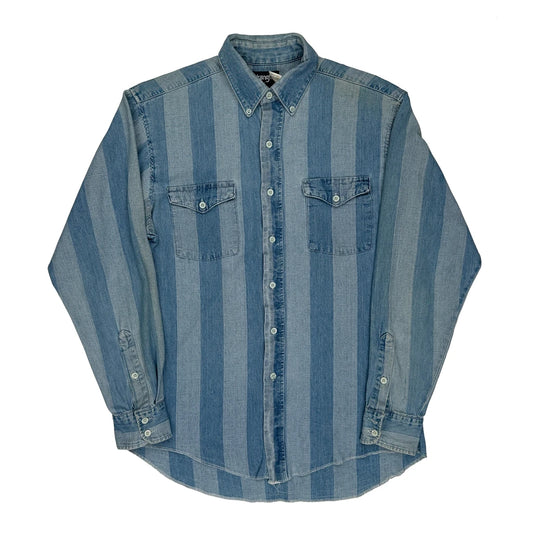 Wrangler Striped Denim Shirt - Medium Blue Cotton