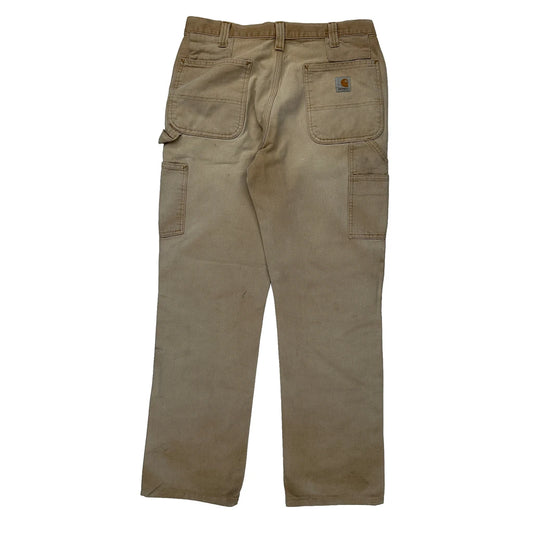 Carhartt Double Knee Carpenter Trousers - 32W 34L Beige Cotton