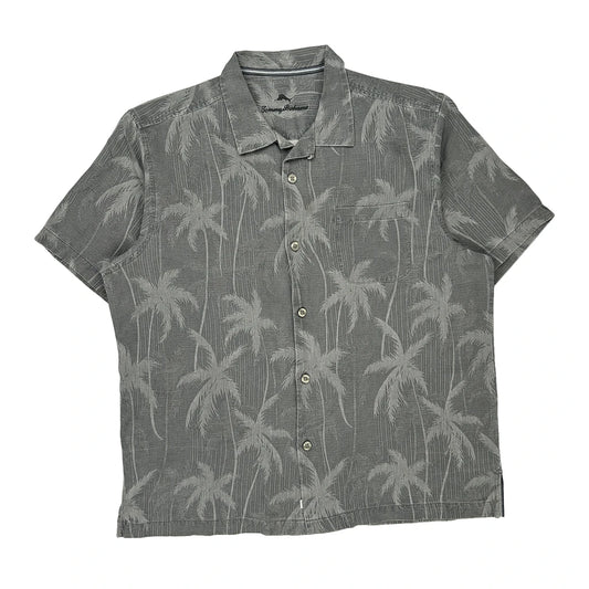Tommy Bahama Hawaiian Shirt - Large Grey Cotton